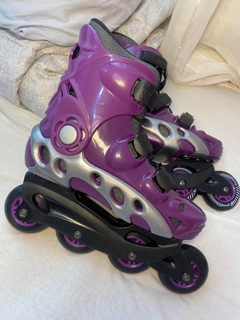 Kit Patins Inline Iniciante Spectro Roxo Traxart - Foto 2