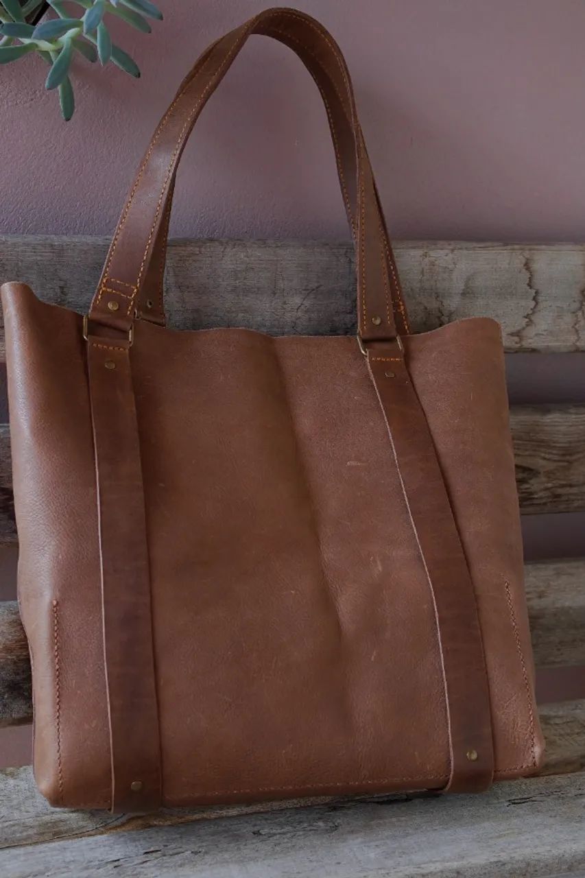 bolsa tote shopper com cinto corset de couro legitimo - Foto 5