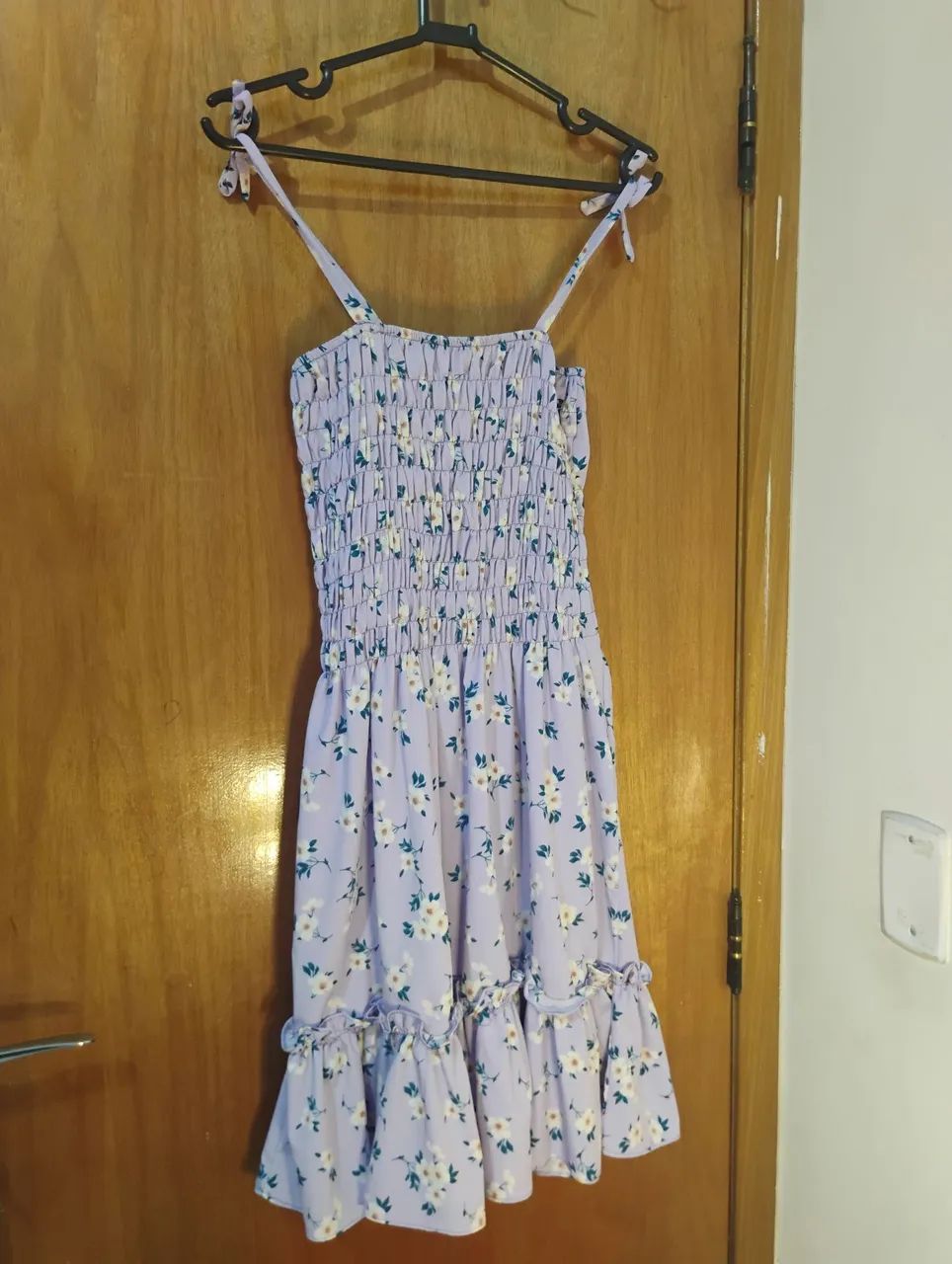 Vestido Lilás Longo Florido (Brechó) - Foto 2