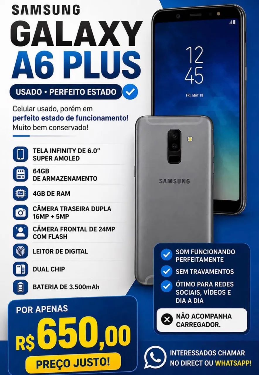 Celular A6+ Samsung 