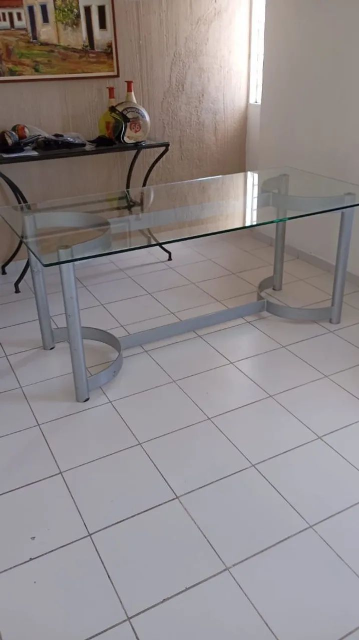 Linda Mesa aço e tampo de Vidro - Foto 2