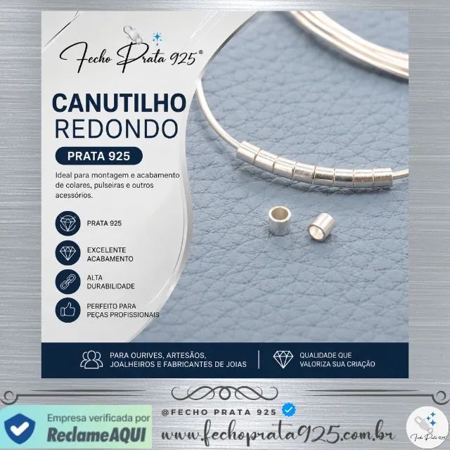 Canutilho e Entremeio Prata 925 para Montagem de Joias e Artesanato