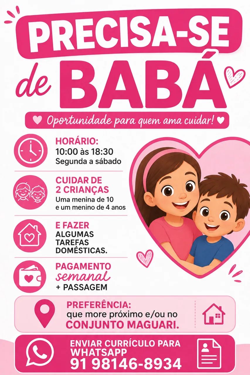 VAGA PARA BABÁ CONJUNTO MAGUARI