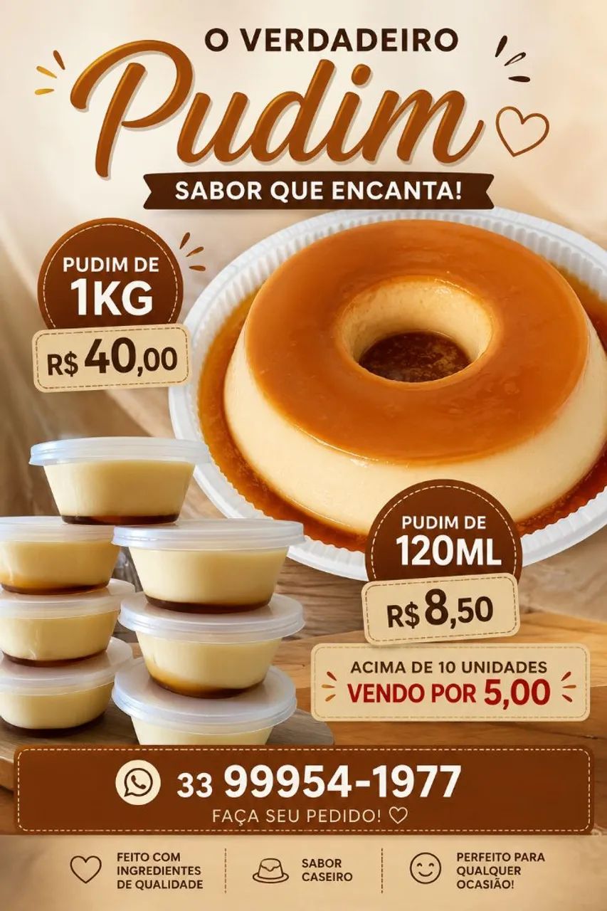 Pudim Caseiro Irresistível + Rosquinhas Artesanais - Foto 2