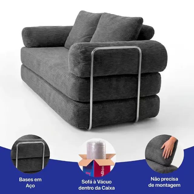 Sofá Cama3 lugares smart Box 1.88m ( Cama Inbox) - Foto 2