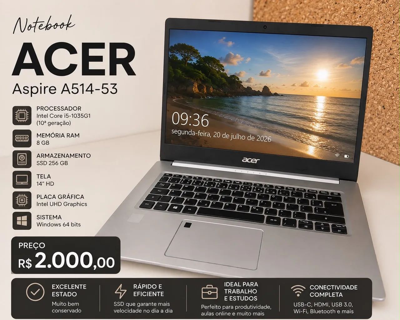 Vendo Notebook Acer Aspire A514-53 (usado)