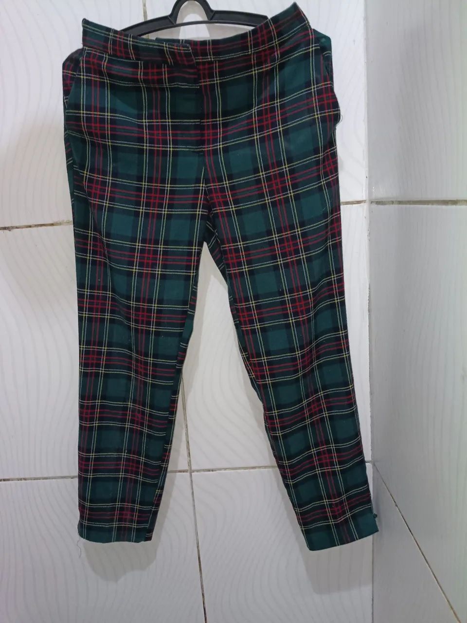 Calça Verde Xadrez ZARA Feminina M - Foto 3