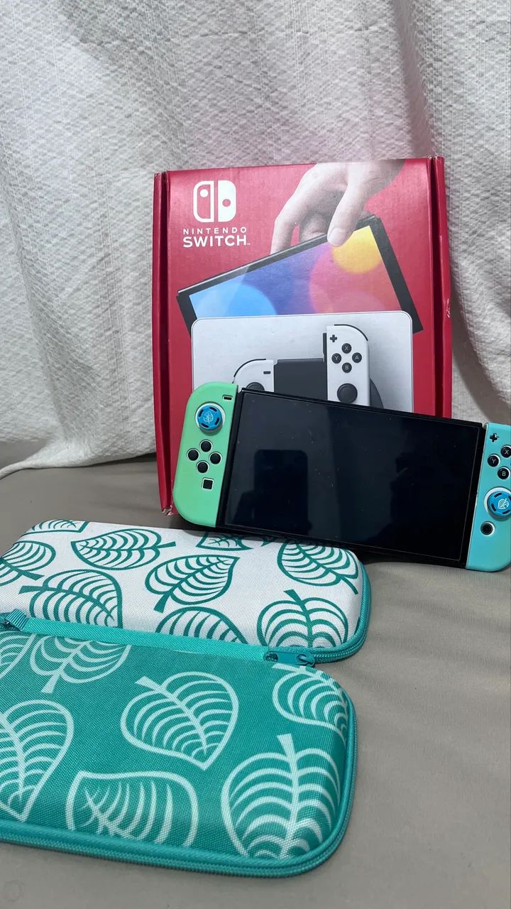 Nintendo Switch OLED impecável + caixa e acessórios