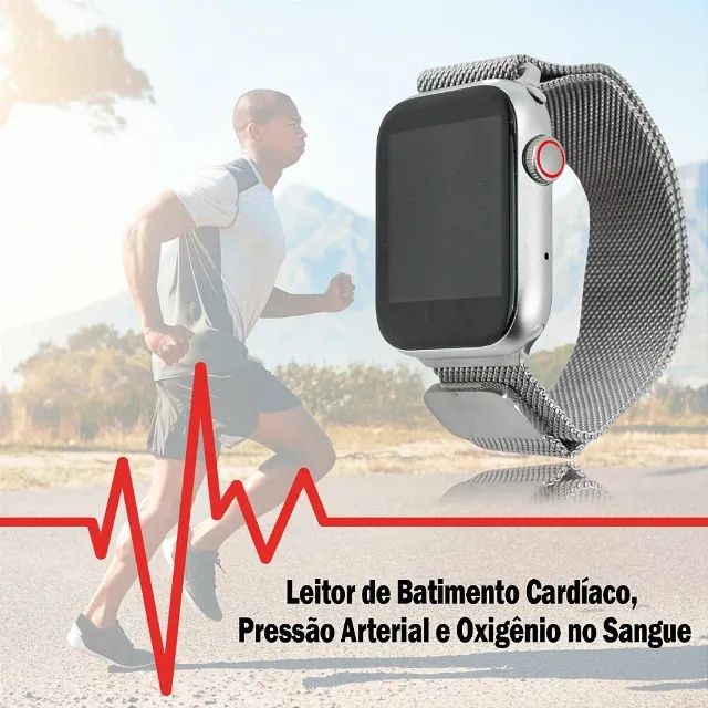 Relógio Smartwatch Android Ios Inteligente Bluetooth C/ Pulseira Magnética QS18 - Foto 5