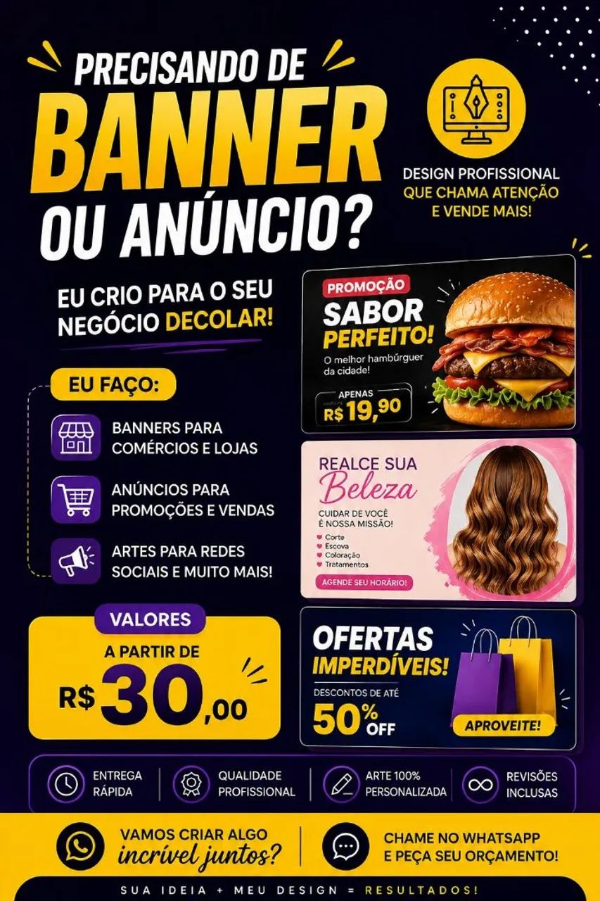 Criou banner para seu negócio decolar