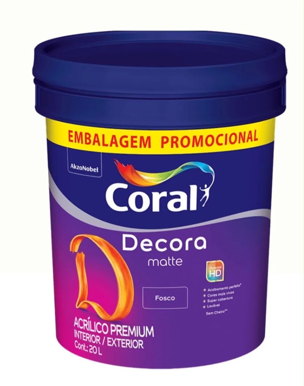 Tinta Acrílica Decora Branco Fosco Coral 20L