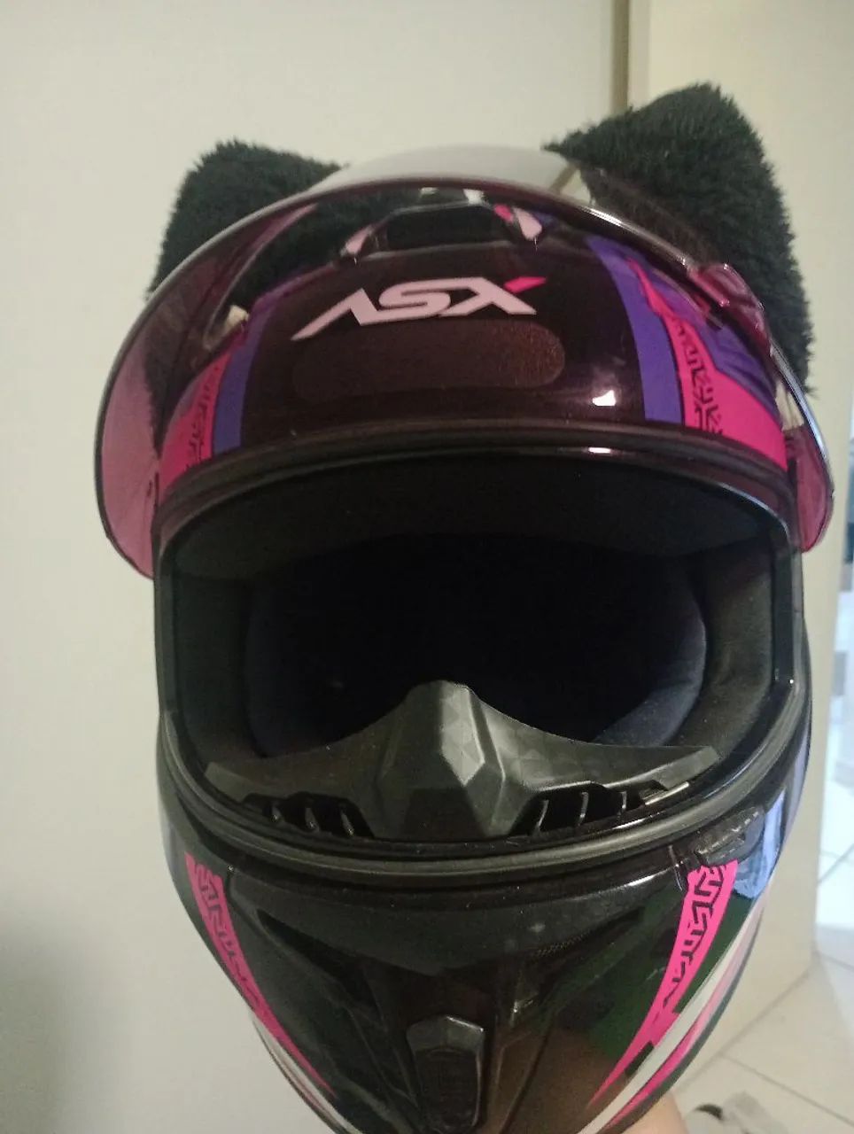 Capacete ASX roxo com rosa 