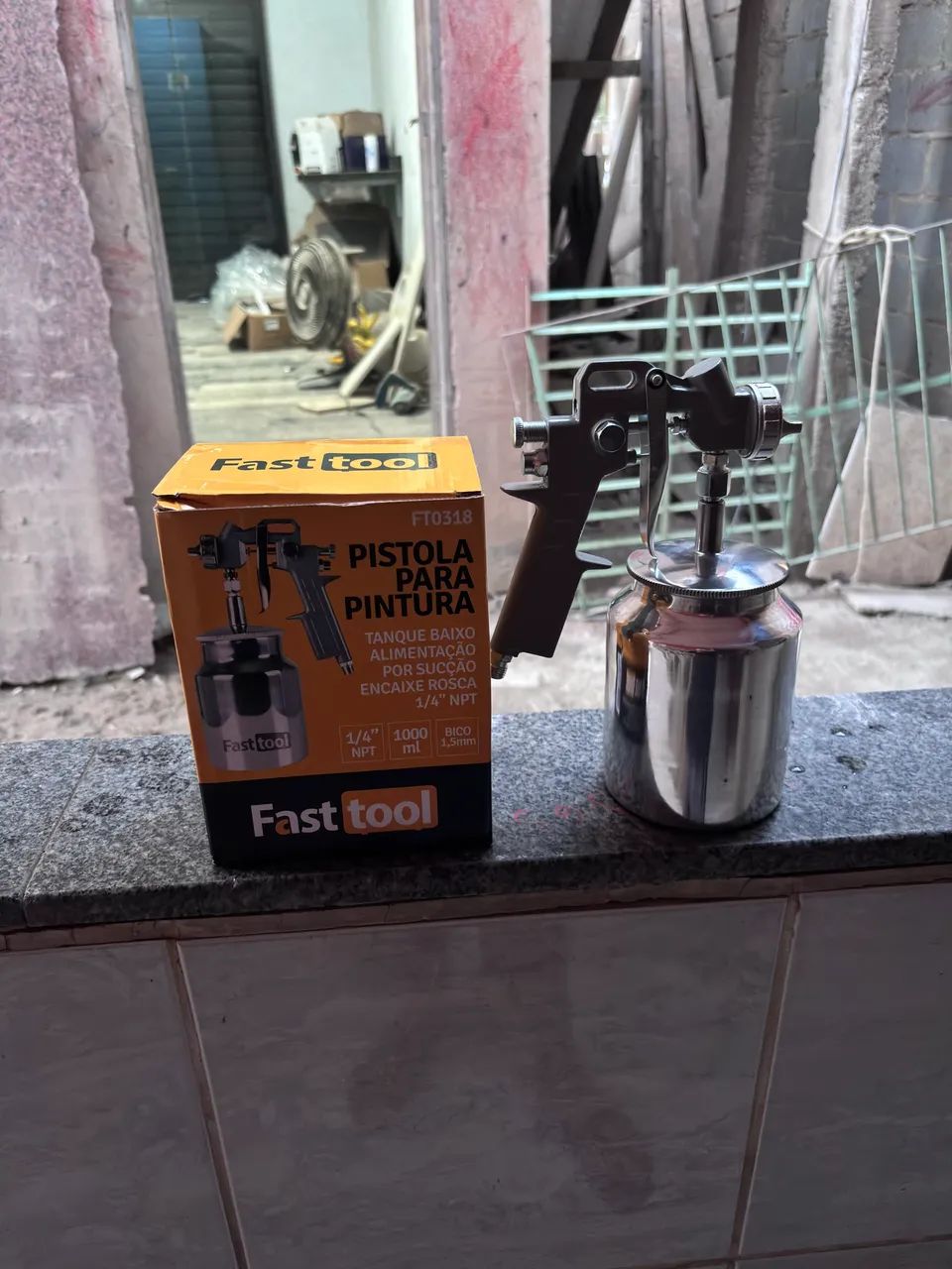 Pistola De Pintura Alta Pressão Bico 1.5mm 1 Litro - Foto 2