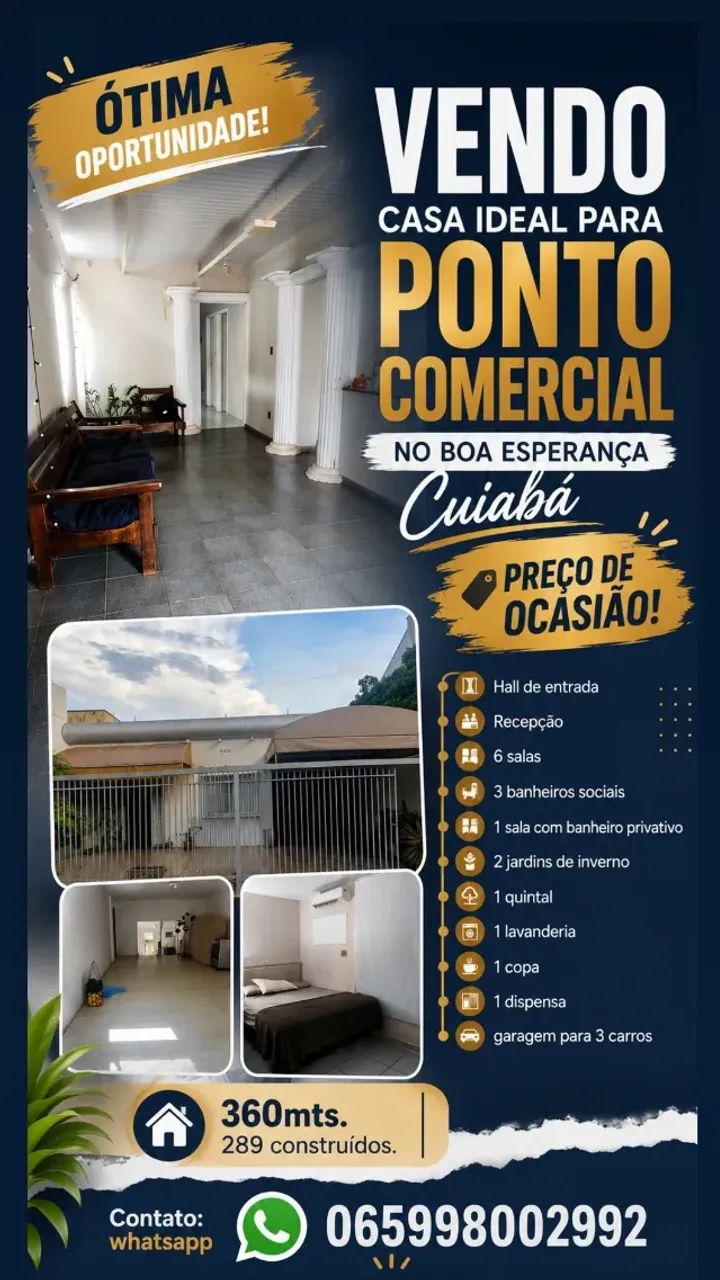 Vendo casa excelente ponto comercial Boa Esperança Cuiabá 