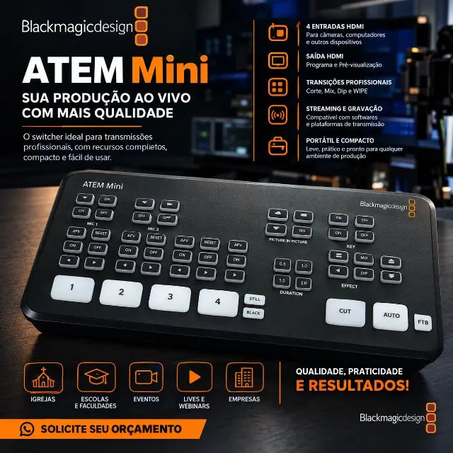 ATEM Mini Blackmagic Design - Switcher para Transmissões