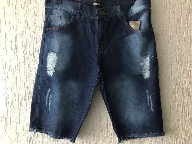 Bermuda jeans com elastano masculina