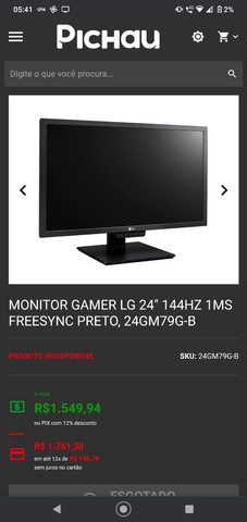 Monitor gamer 144hz 1ms novo