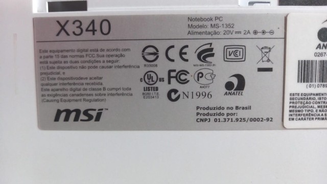 Carcaça Inferior Chassi Base Note Msi X340  - 876 - Foto 3