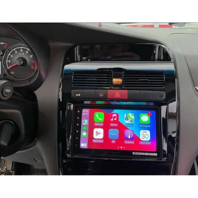 Moldura Painel Fiat Linea 2Din - Prata - F 4023 - Foto 2