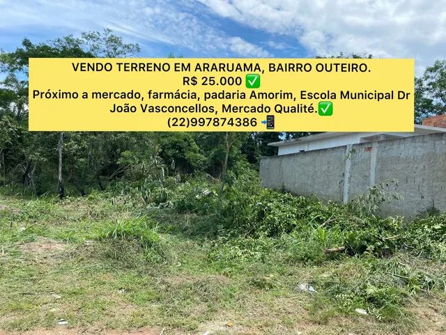 Captação de Terreno para locação na Rua Carvalho, Outeiro, Araruama, RJ