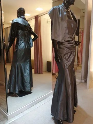 Vestido de festa longo Cinza Chumbo - M - Foto 4