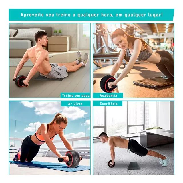 Roda para Treinos Abdominal Robusta + Tapete Para Joelhos - Foto 3