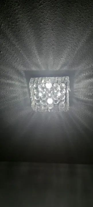 Lustre Plafon Quadrado Cristal Strass 4 lâmpadas