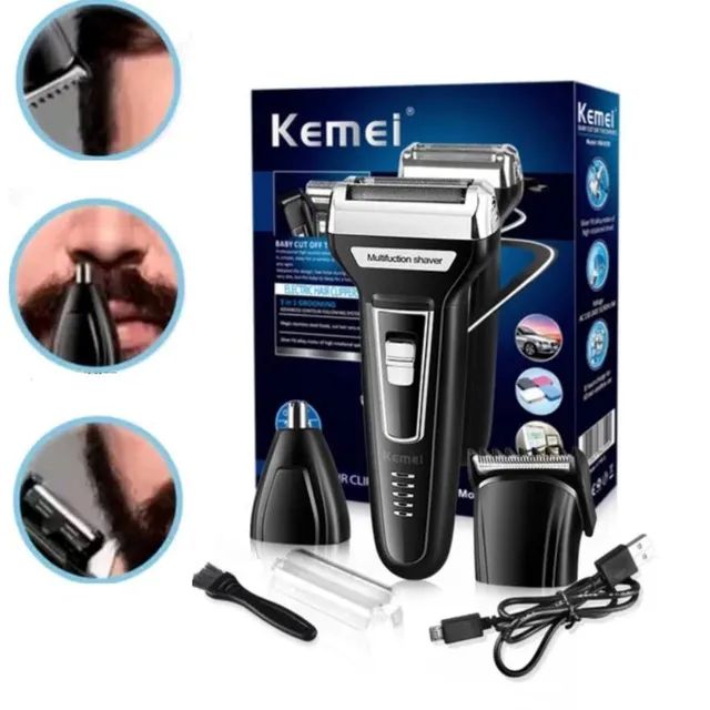 Máquina Shaver 3 em 1 Kemei® Recarregável / Barba / Cabelo / Nariz - Foto 2