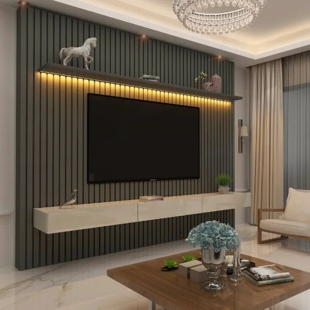 sala painel ripado de 230 cm com led  - Foto 3