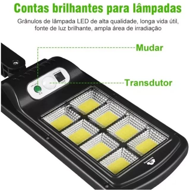 Luminária Solar Refletor Poste Luz À Prova D'Água Sensor De Presença 10 Leds - Foto 6