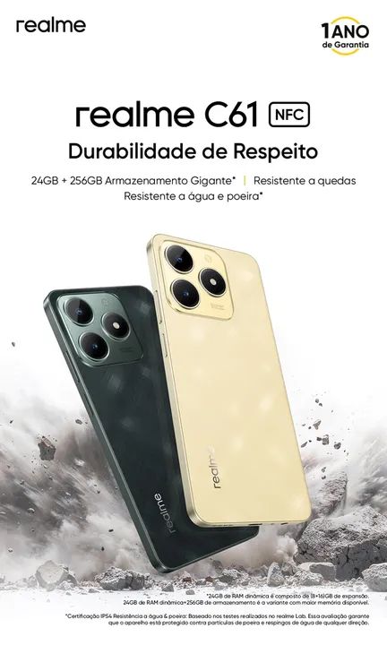 Celular smartphone Realme C61 256GB / 8GB Dourado e verde - Celulares e Smartphones - Jardim Maria Inês, Aparecida de Goiânia 1357234968 | OLX