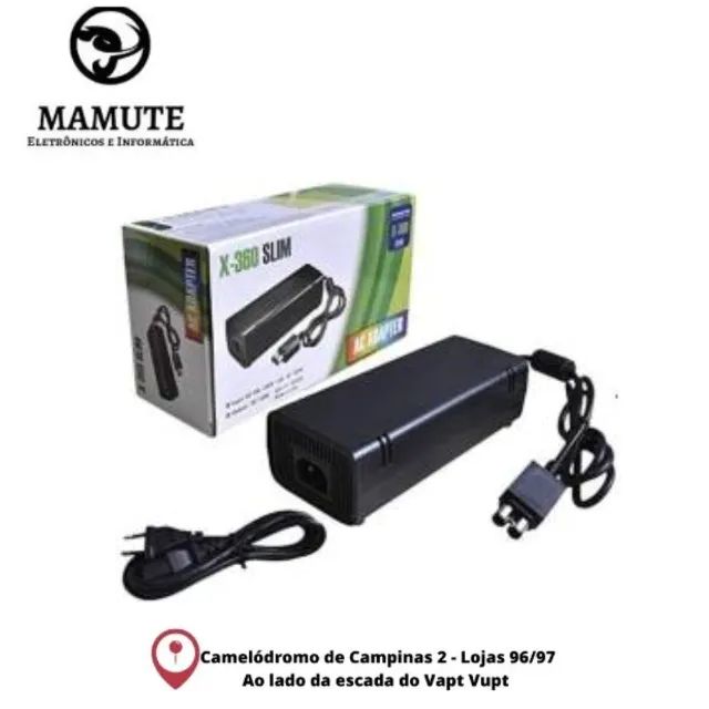 Fonte Xbox 360 Slim Bivolt Cabo de Força com 02 Pinos