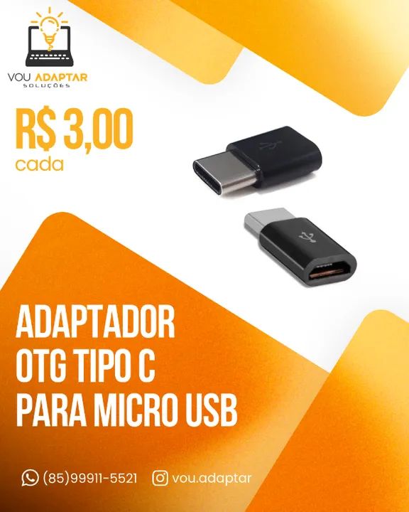 Adaptador Otg tipo C/ Usb/V8/Lightning/Micro B - temos vários modelos - Foto 2