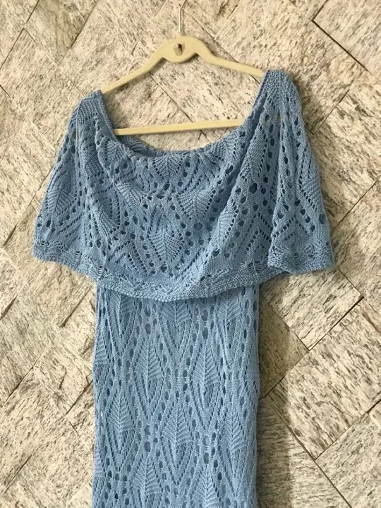 Vestido de tricô azul claro - lindo e elegante