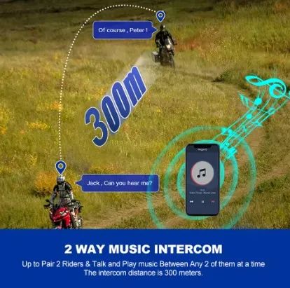 Par Intercomunicador YP10 2x 300m Bluetooth 5.3 Fone Capacete - Foto 4