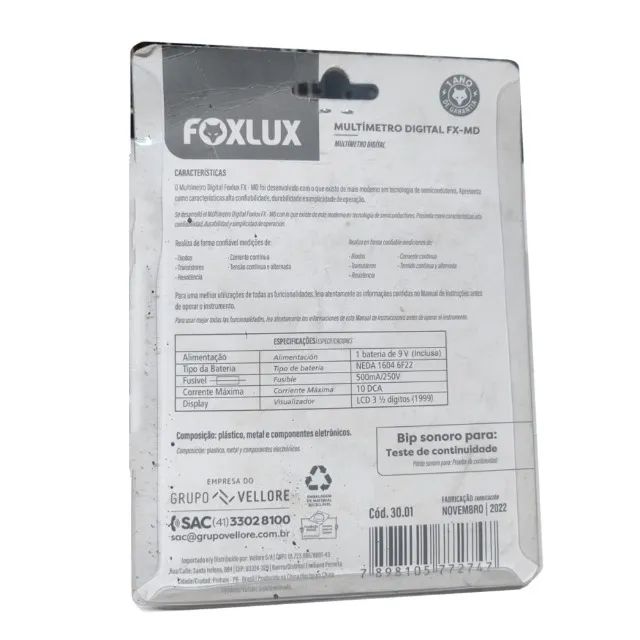 Multímetro Digital FX-MD 30.01 FOXLUX64962676953218121