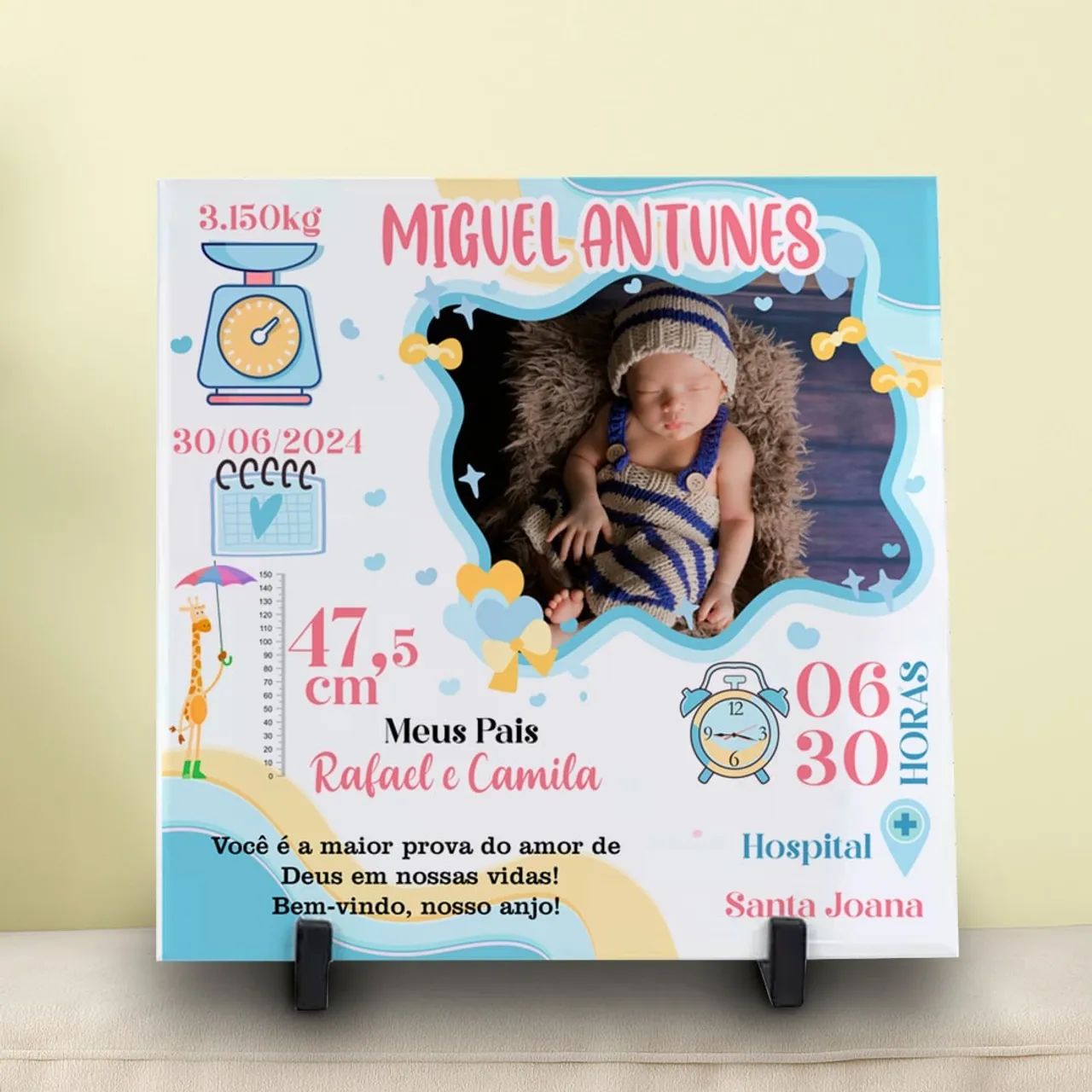 Azulejo 20x20 Lembrancinha Nascimento 64861040551426123