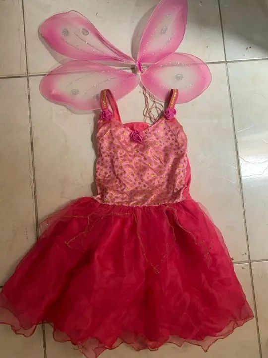 Vestido de Fada Rosa para Menina