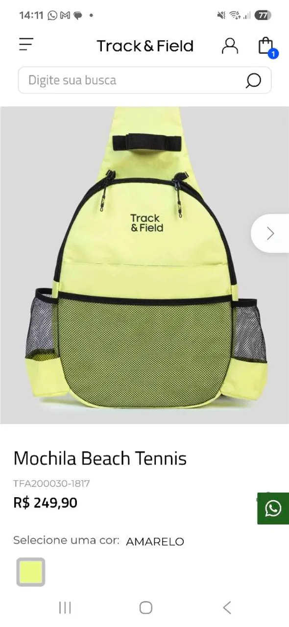 Mochila Beach Tennis Track & Field - Usado poucas vezes