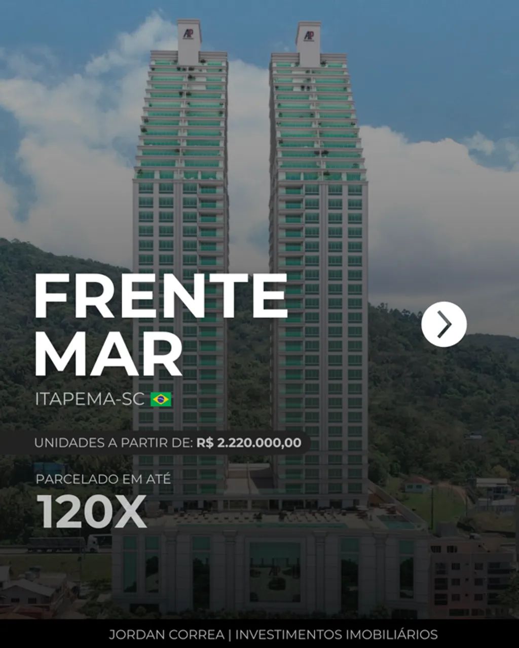 Frente Mar em Itapema em 120X | 03 ou 04 Suítes, Lazer + de 3 Milm2| R$70 Mil Entrada