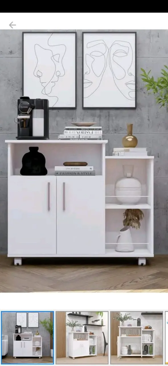 Fruteira Branco com Rodinhas - Design Moderno