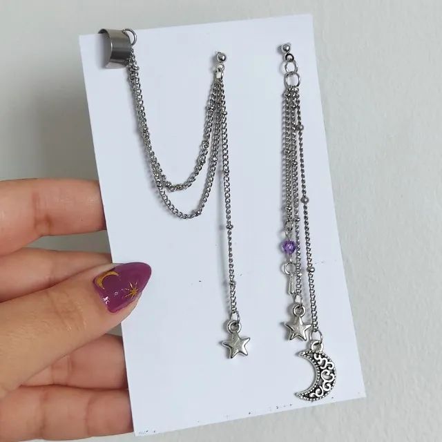 Brinco Ear Cuff Lua e estrelas - Foto 4
