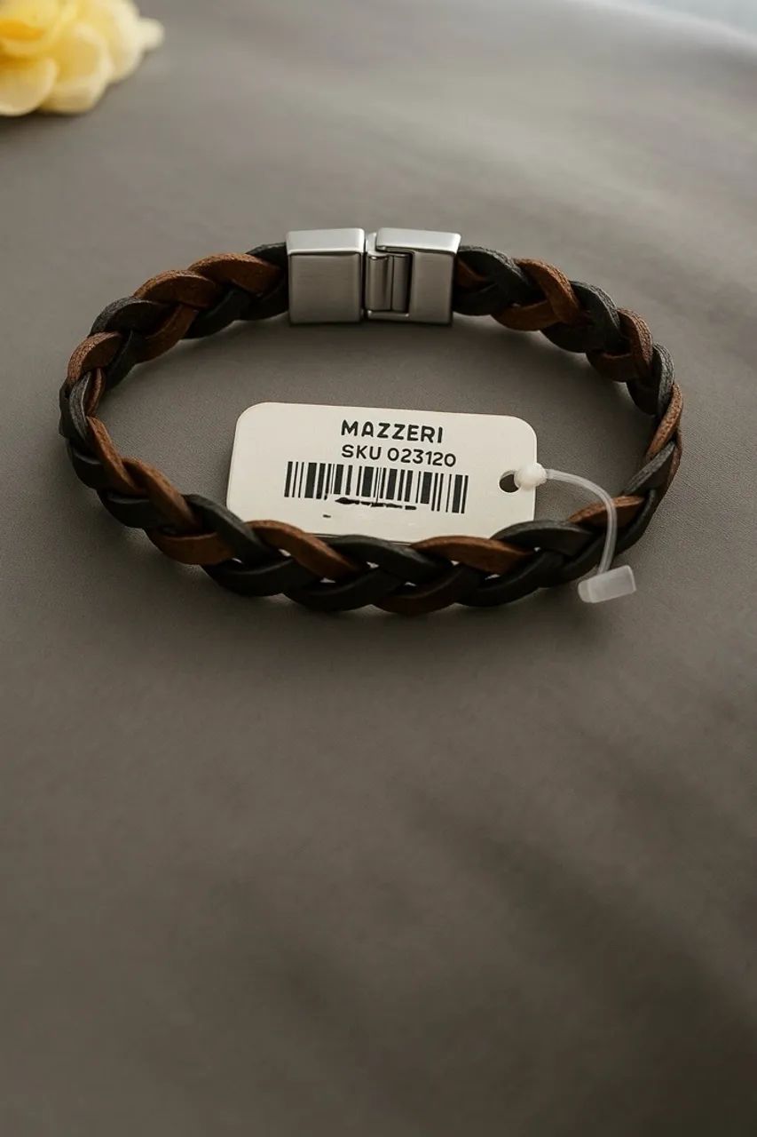 Pulseira Couro Trançado Mazzeri SKU 023120