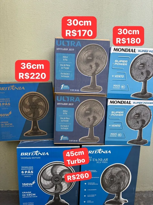 Ventiladores de Mesa e Coluna - Britânia, Ultra e Mondial