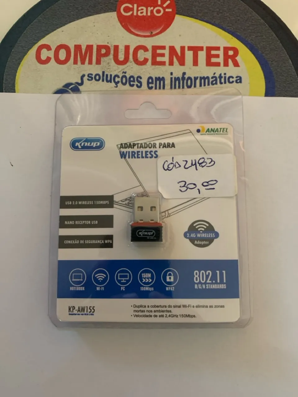 Adaptador Wireless USB Knup KP-AW155 - 150Mbps