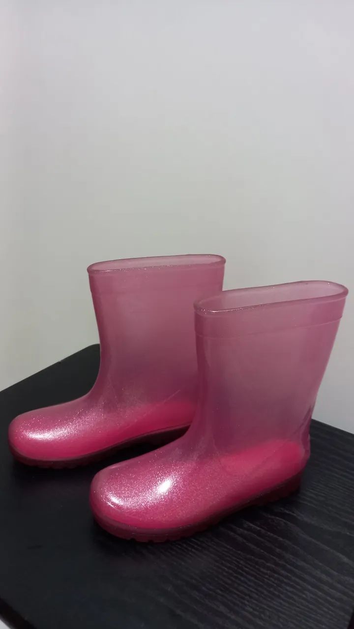 Botas de chuva infantil N° 31/32 - Rosa glitter