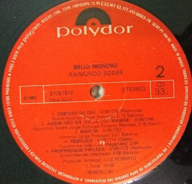 LP-Disco vinil-Raimundo Sodré-Beijo Moreno-Ano 1983 - Foto 3