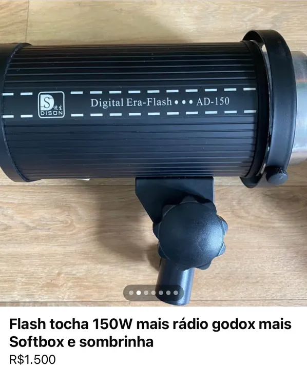 2 Flash 150W Greika e Sombrinha mais disparador Godox. - Foto 2