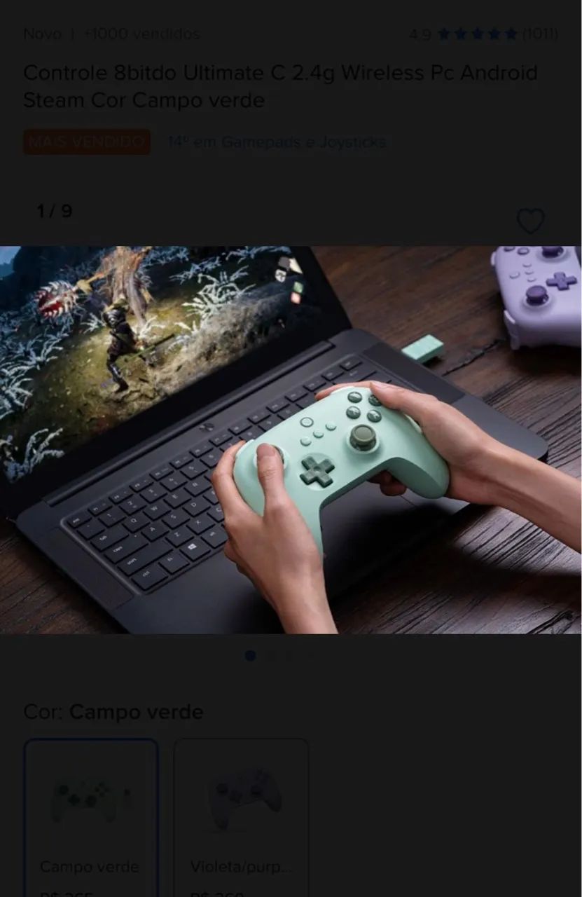 Controle 8BitDo Ultimate 2.4g Cor Campo Verde - Foto 2