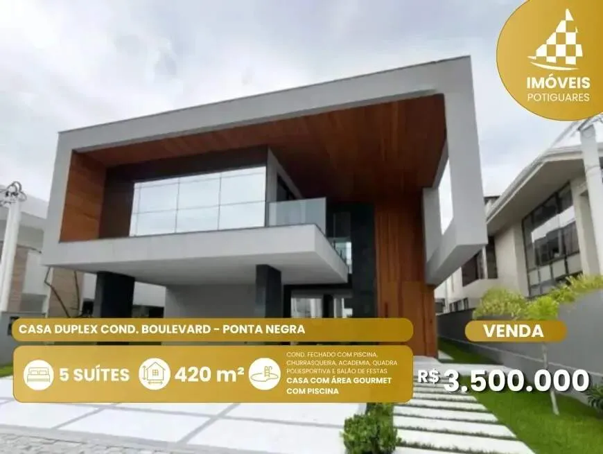 Casa de Condomínio com 5 Quartos à venda, 420m² - Ponta Negra